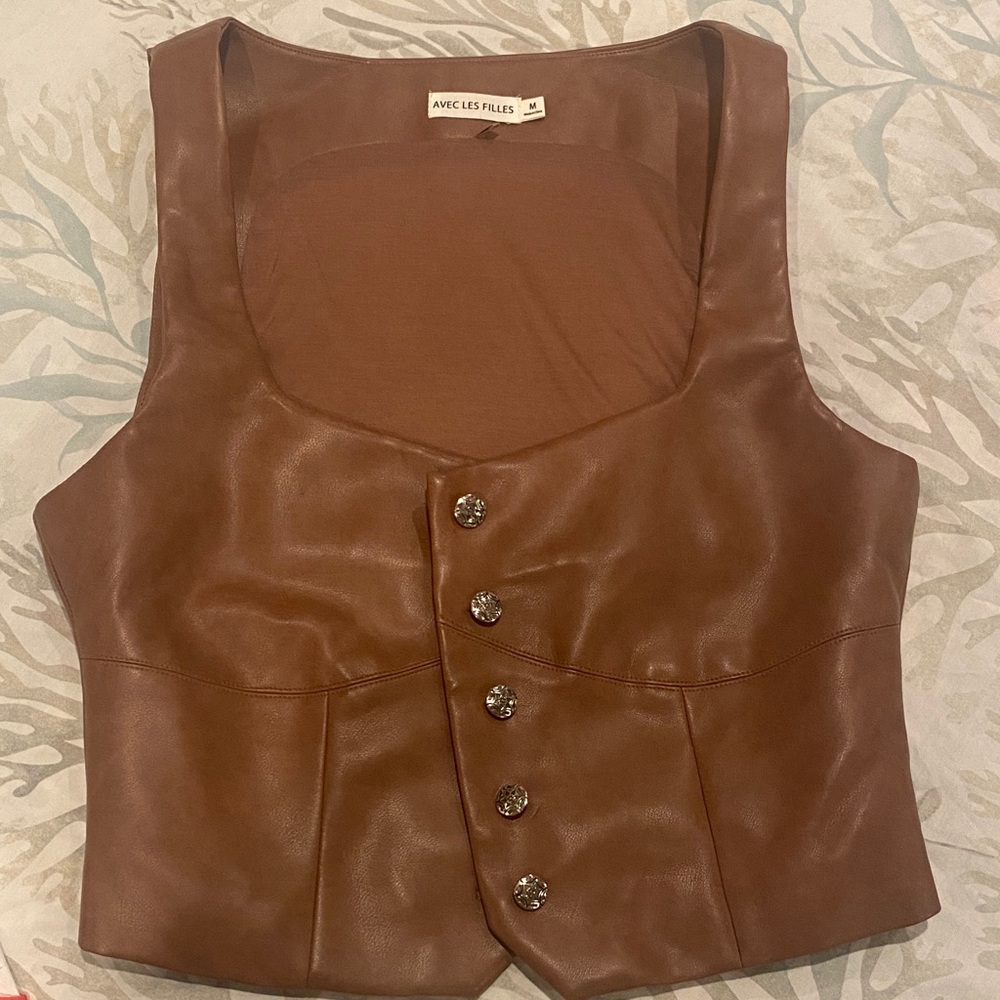 Avec Les Filles Chocolate Brown Leather Vest